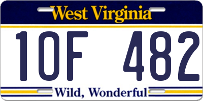 WV license plate 1OF482