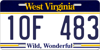 WV license plate 1OF483