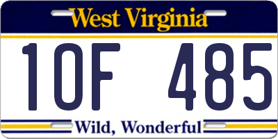 WV license plate 1OF485