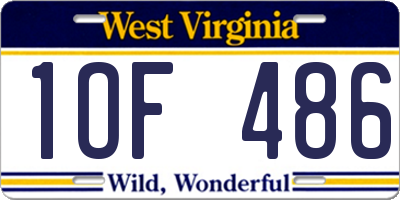 WV license plate 1OF486