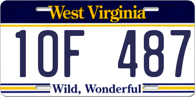 WV license plate 1OF487