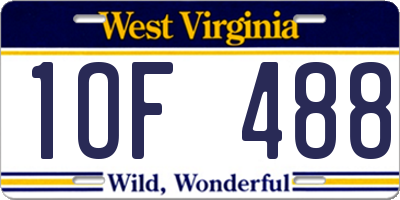 WV license plate 1OF488