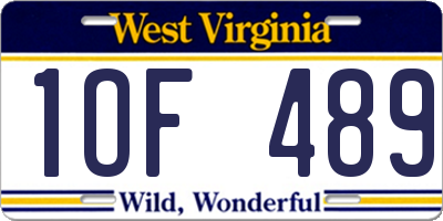 WV license plate 1OF489