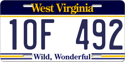 WV license plate 1OF492