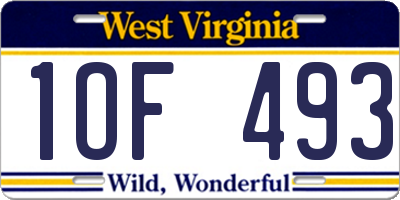WV license plate 1OF493