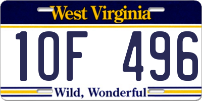 WV license plate 1OF496