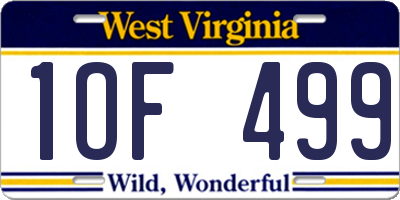 WV license plate 1OF499