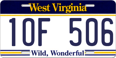 WV license plate 1OF506