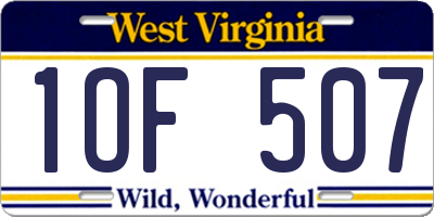 WV license plate 1OF507