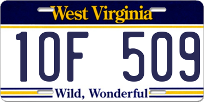 WV license plate 1OF509
