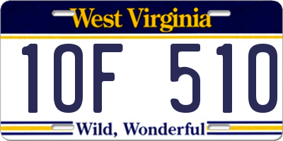 WV license plate 1OF510
