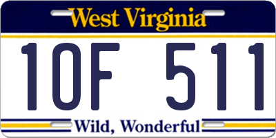 WV license plate 1OF511