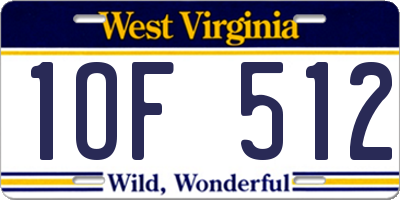 WV license plate 1OF512