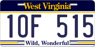 WV license plate 1OF515