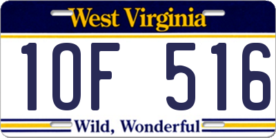 WV license plate 1OF516