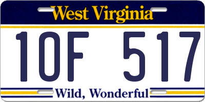 WV license plate 1OF517