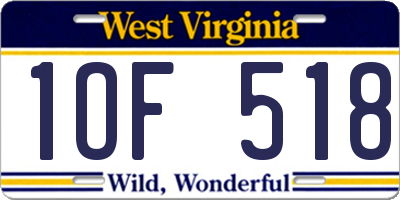 WV license plate 1OF518