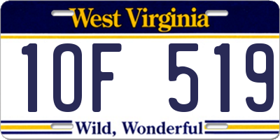 WV license plate 1OF519