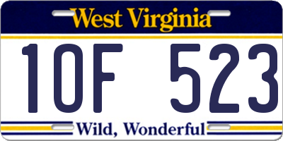 WV license plate 1OF523