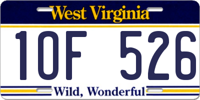 WV license plate 1OF526