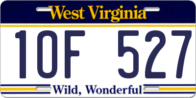 WV license plate 1OF527