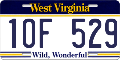WV license plate 1OF529