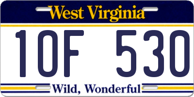 WV license plate 1OF530