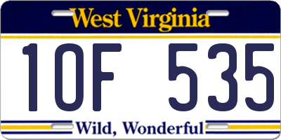 WV license plate 1OF535