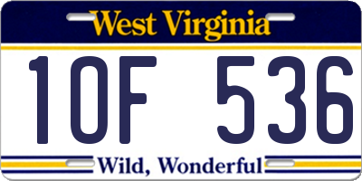 WV license plate 1OF536
