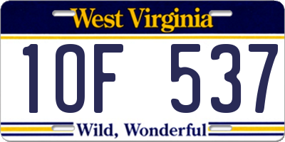 WV license plate 1OF537