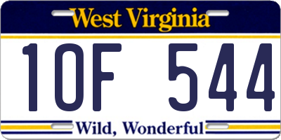 WV license plate 1OF544
