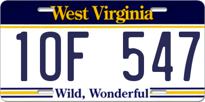 WV license plate 1OF547
