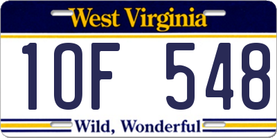 WV license plate 1OF548