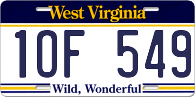 WV license plate 1OF549