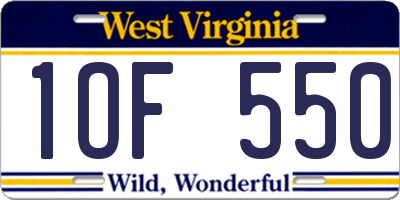 WV license plate 1OF550