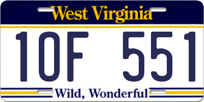 WV license plate 1OF551