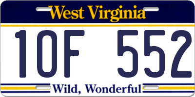 WV license plate 1OF552