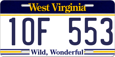 WV license plate 1OF553