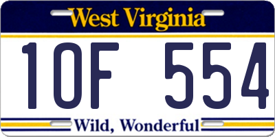 WV license plate 1OF554
