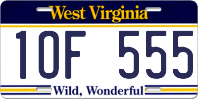 WV license plate 1OF555