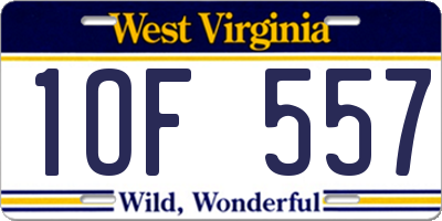 WV license plate 1OF557