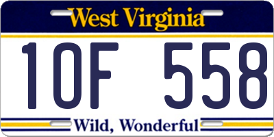 WV license plate 1OF558