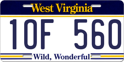 WV license plate 1OF560
