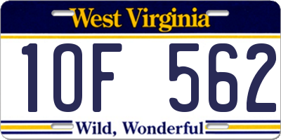 WV license plate 1OF562