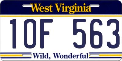 WV license plate 1OF563