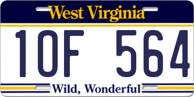 WV license plate 1OF564