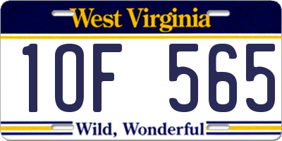 WV license plate 1OF565