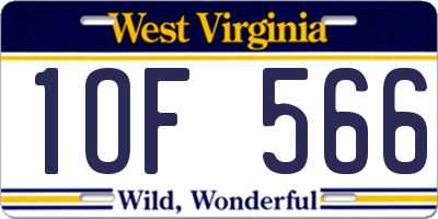 WV license plate 1OF566