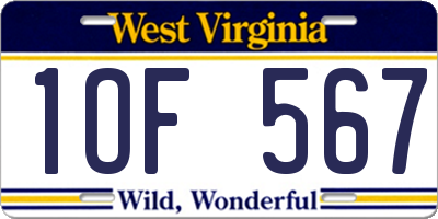 WV license plate 1OF567