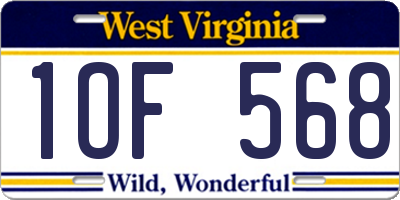 WV license plate 1OF568